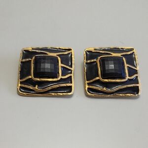 Statement Earrings Square Old Money Clip On Vintage Quality Luxury Look